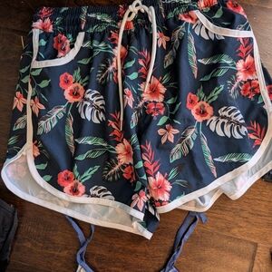 Floral Print Navy Swim Shorts